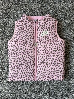 Nike Pink Leopard Print Kids Puffer Vest
